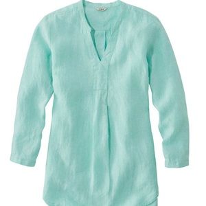 LL Bean split neck washable linen tunic